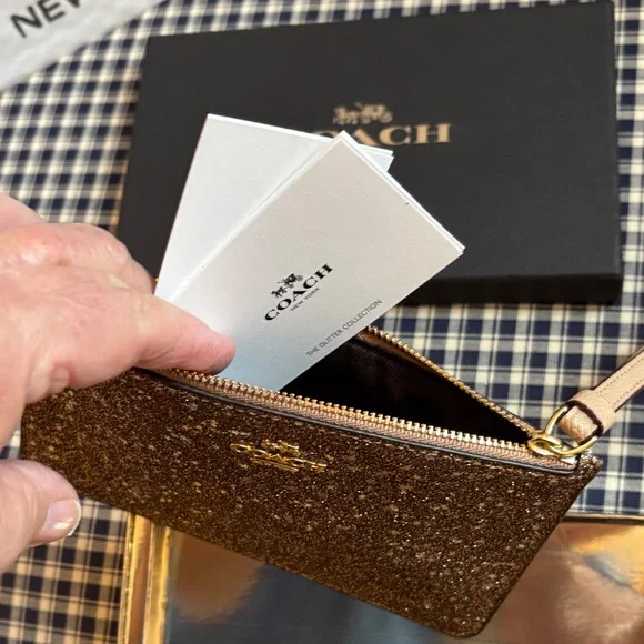 Coach Gold Glitter Wristlet - Picture 6 of 7